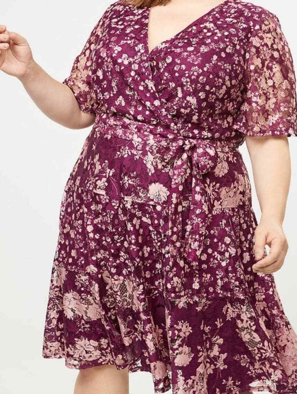 Lane Bryant Floral Lace Wrap Dress 16 NWT